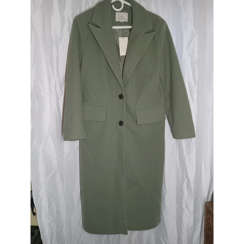 Women's Faux Wool Topcoat - a New Day™ Olive XS